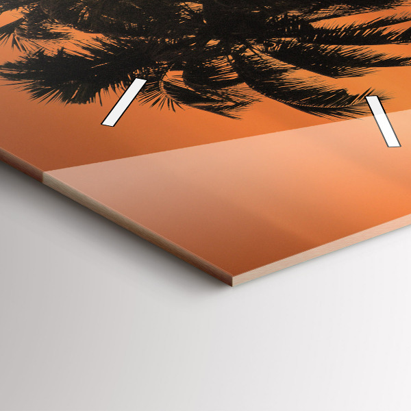Modern vertical wall clock Sunset and palm trees
