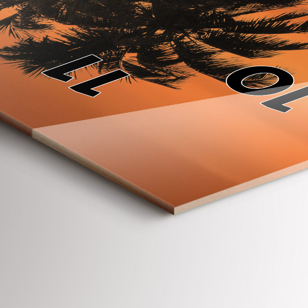 Modern vertical wall clock Sunset and palm trees