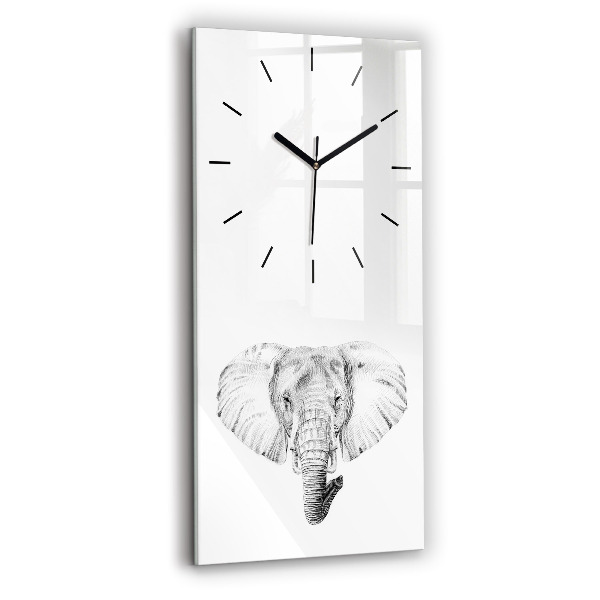 Modern vertical wall clock Graphic elephant head