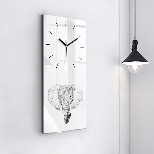 Modern vertical wall clock Graphic elephant head