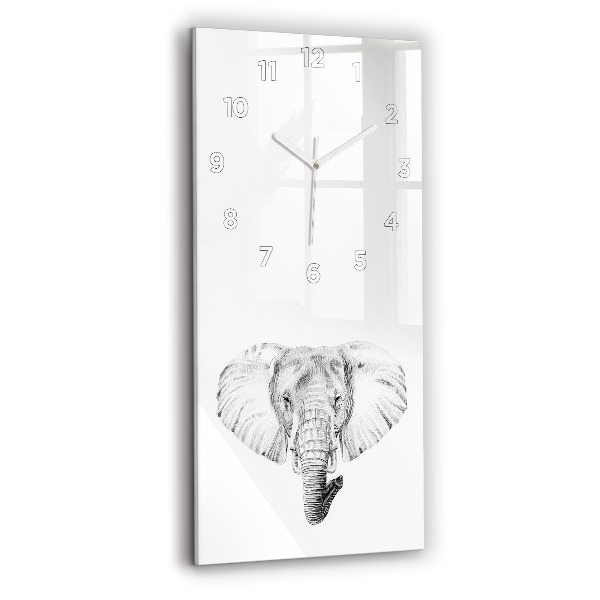Modern vertical wall clock Graphic elephant head