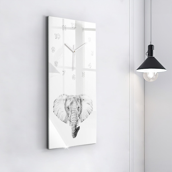 Modern vertical wall clock Graphic elephant head