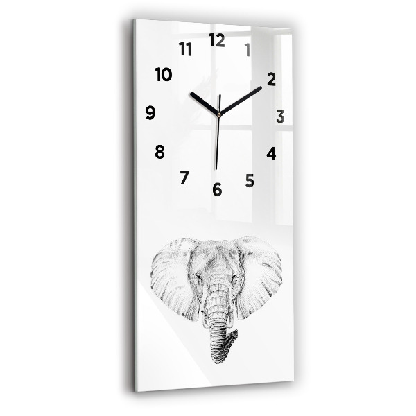 Modern vertical wall clock Graphic elephant head
