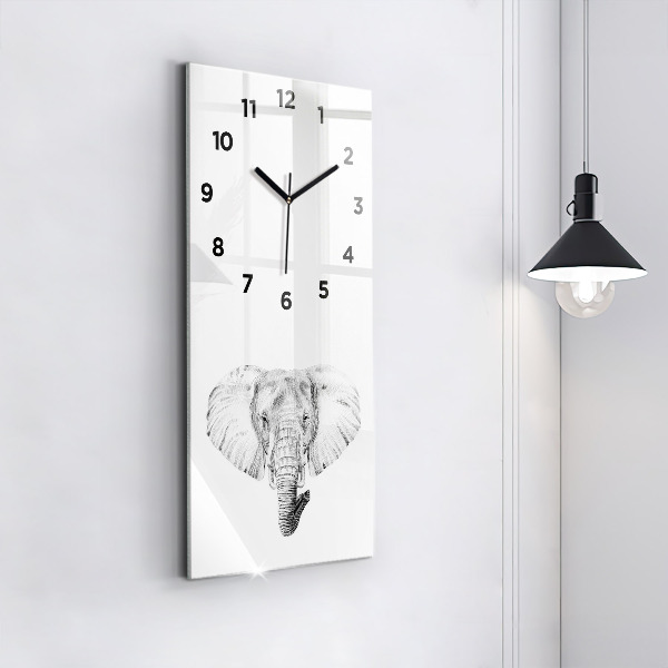 Modern vertical wall clock Graphic elephant head