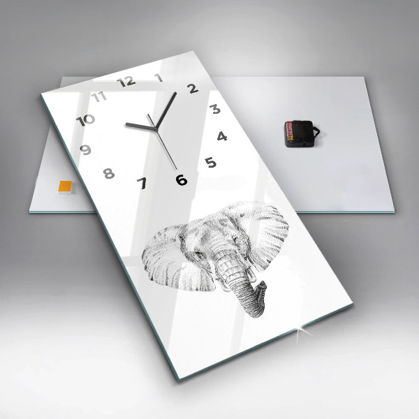 Modern vertical wall clock Graphic elephant head