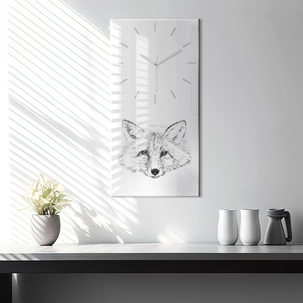 Modern vertical wall clock Graphic fox head