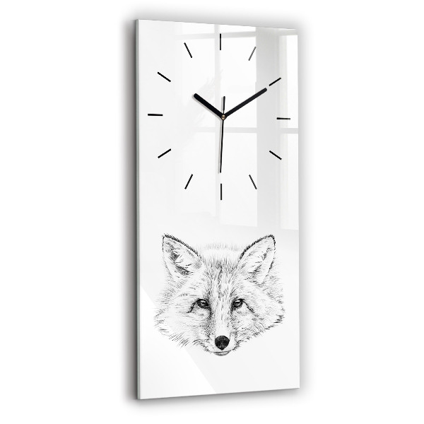 Modern vertical wall clock Graphic fox head