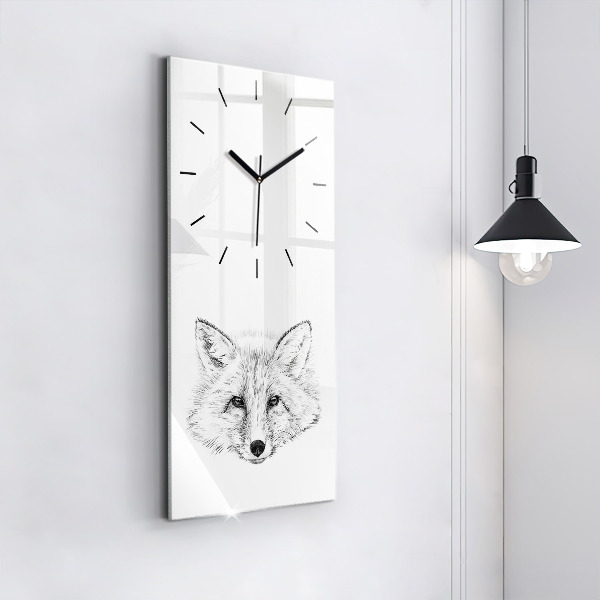 Modern vertical wall clock Graphic fox head