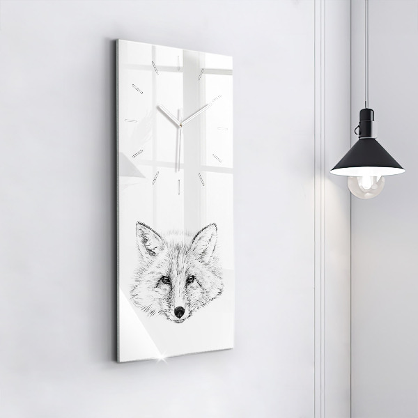 Modern vertical wall clock Graphic fox head