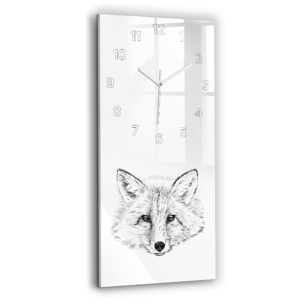Modern vertical wall clock Graphic fox head