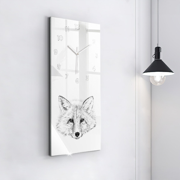 Modern vertical wall clock Graphic fox head