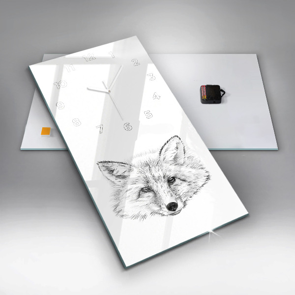 Modern vertical wall clock Graphic fox head