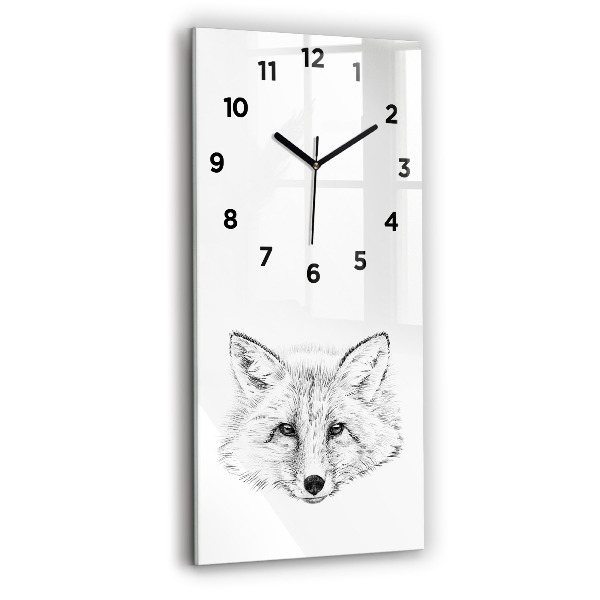 Modern vertical wall clock Graphic fox head