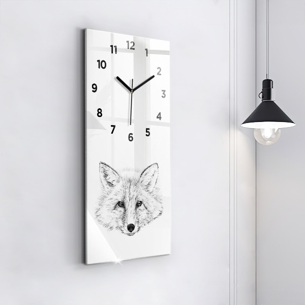 Modern vertical wall clock Graphic fox head