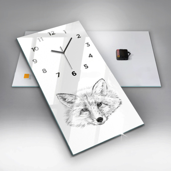 Modern vertical wall clock Graphic fox head