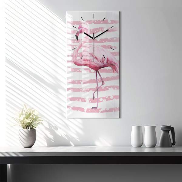 Modern vertical wall clock Flamingo Graphic
