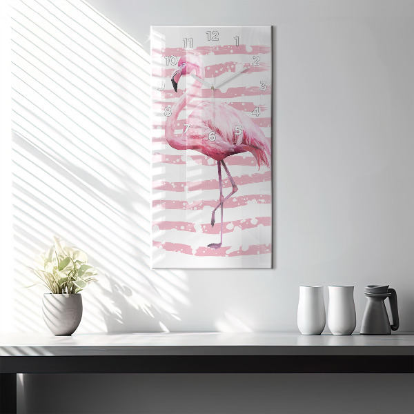 Modern vertical wall clock Flamingo Graphic