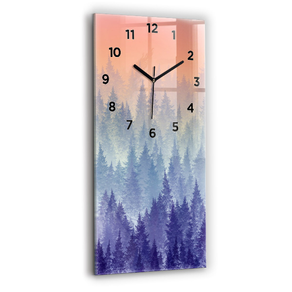 Modern vertical wall clock Forest in the fog