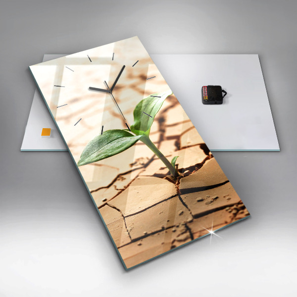 Modern vertical wall clock Plant in dry soil