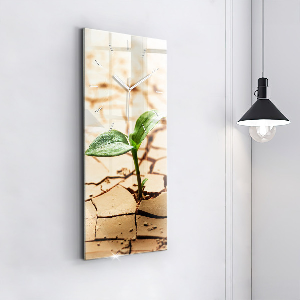 Modern vertical wall clock Plant in dry soil