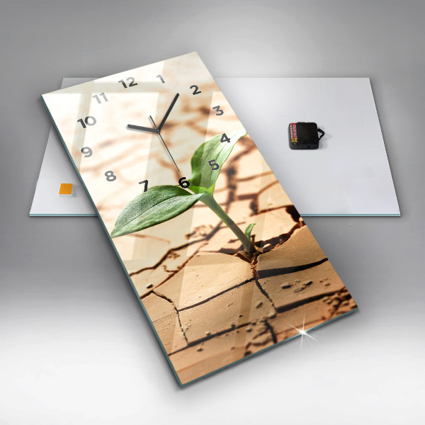 Modern vertical wall clock Plant in dry soil