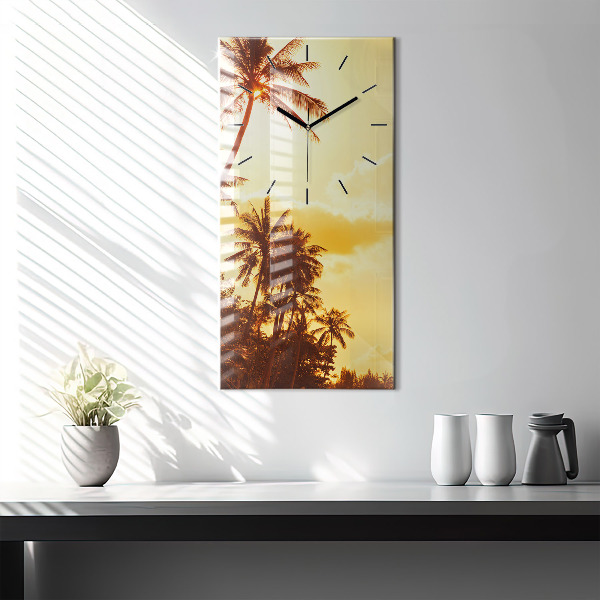 Modern vertical wall clock Sunny palm trees