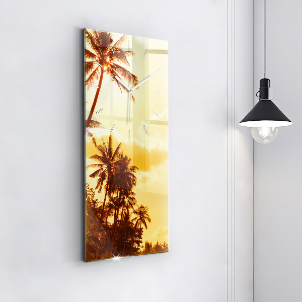 Modern vertical wall clock Sunny palm trees