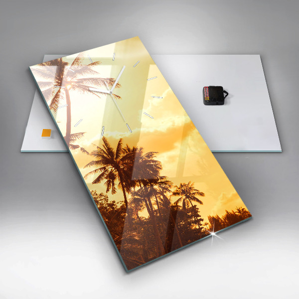 Modern vertical wall clock Sunny palm trees