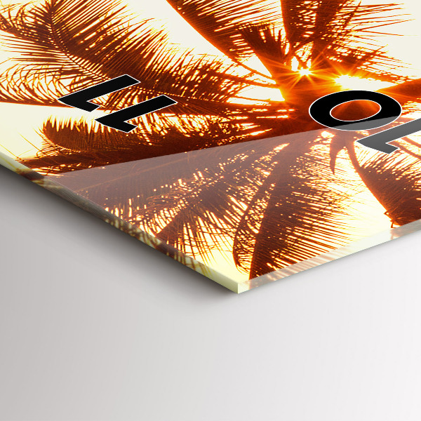 Modern vertical wall clock Sunny palm trees