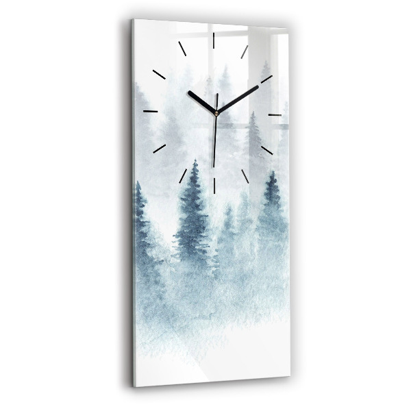 Modern vertical wall clock Winter forest