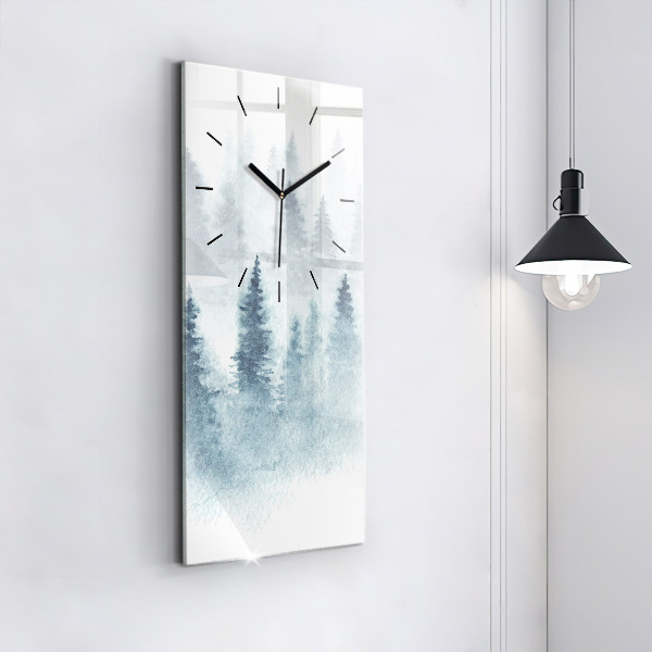 Modern vertical wall clock Winter forest