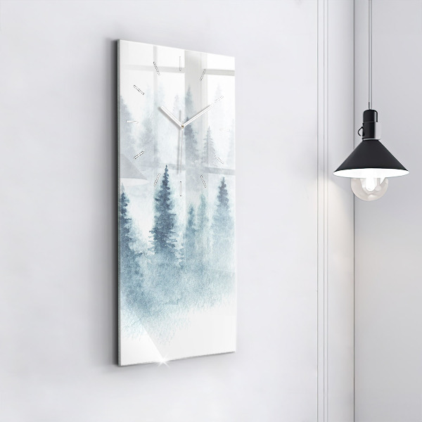 Modern vertical wall clock Winter forest