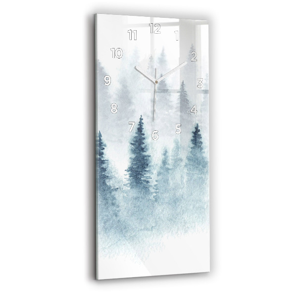 Modern vertical wall clock Winter forest