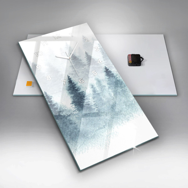 Modern vertical wall clock Winter forest