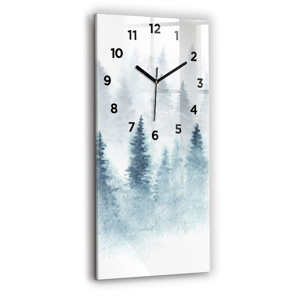 Modern vertical wall clock Winter forest