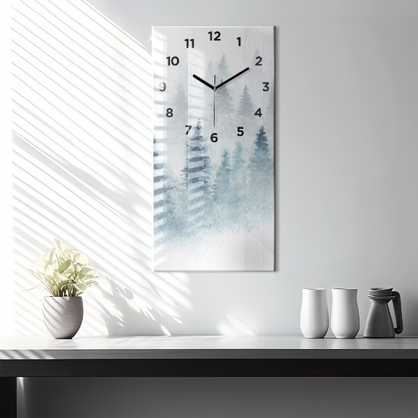 Modern vertical wall clock Winter forest