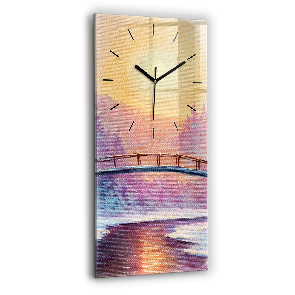 Modern vertical wall clock Christmas tree and bridge
