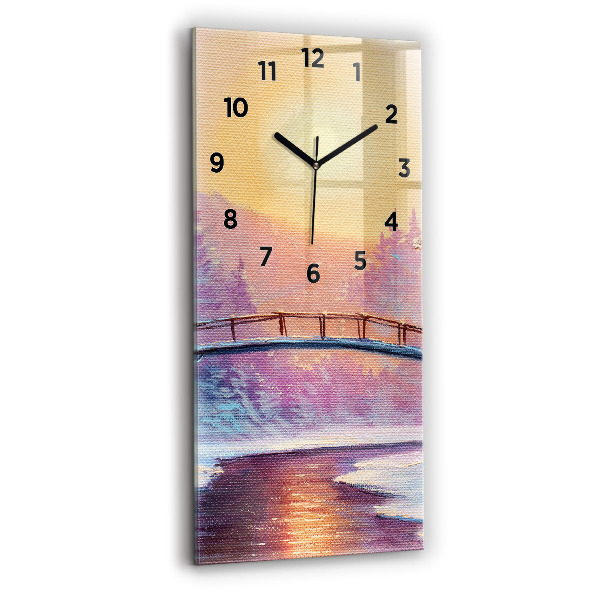 Modern vertical wall clock Christmas tree and bridge