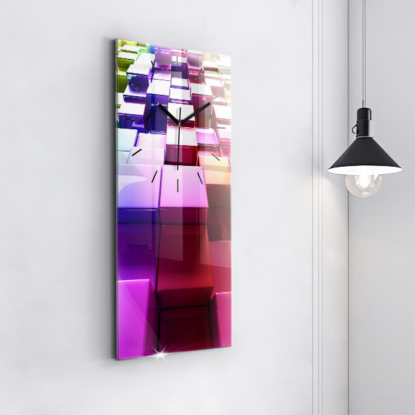 Modern vertical wall clock Colored cubes