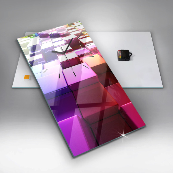 Modern vertical wall clock Colored cubes