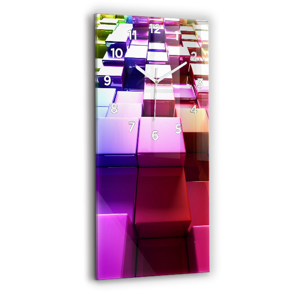 Modern vertical wall clock Colored cubes