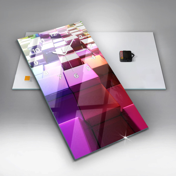 Modern vertical wall clock Colored cubes