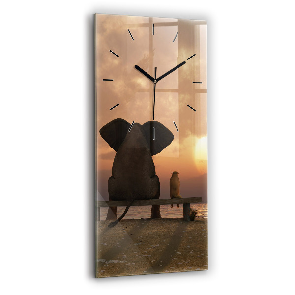 Modern vertical wall clock Animals and sunset