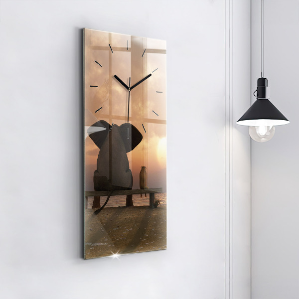 Modern vertical wall clock Animals and sunset