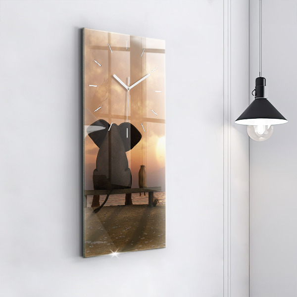 Modern vertical wall clock Animals and sunset