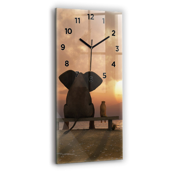 Modern vertical wall clock Animals and sunset
