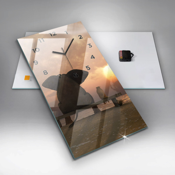 Modern vertical wall clock Animals and sunset