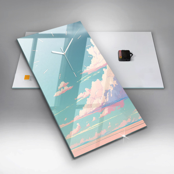 Modern vertical wall clock Pastel color of the sky