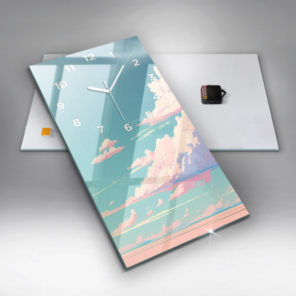 Modern vertical wall clock Pastel color of the sky