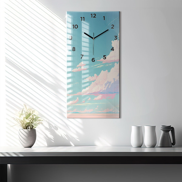 Modern vertical wall clock Pastel color of the sky